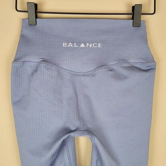 Balance Athletica Size L Vitality Linear Ribbed Leggings Peace Blue - Picture 6 of 9